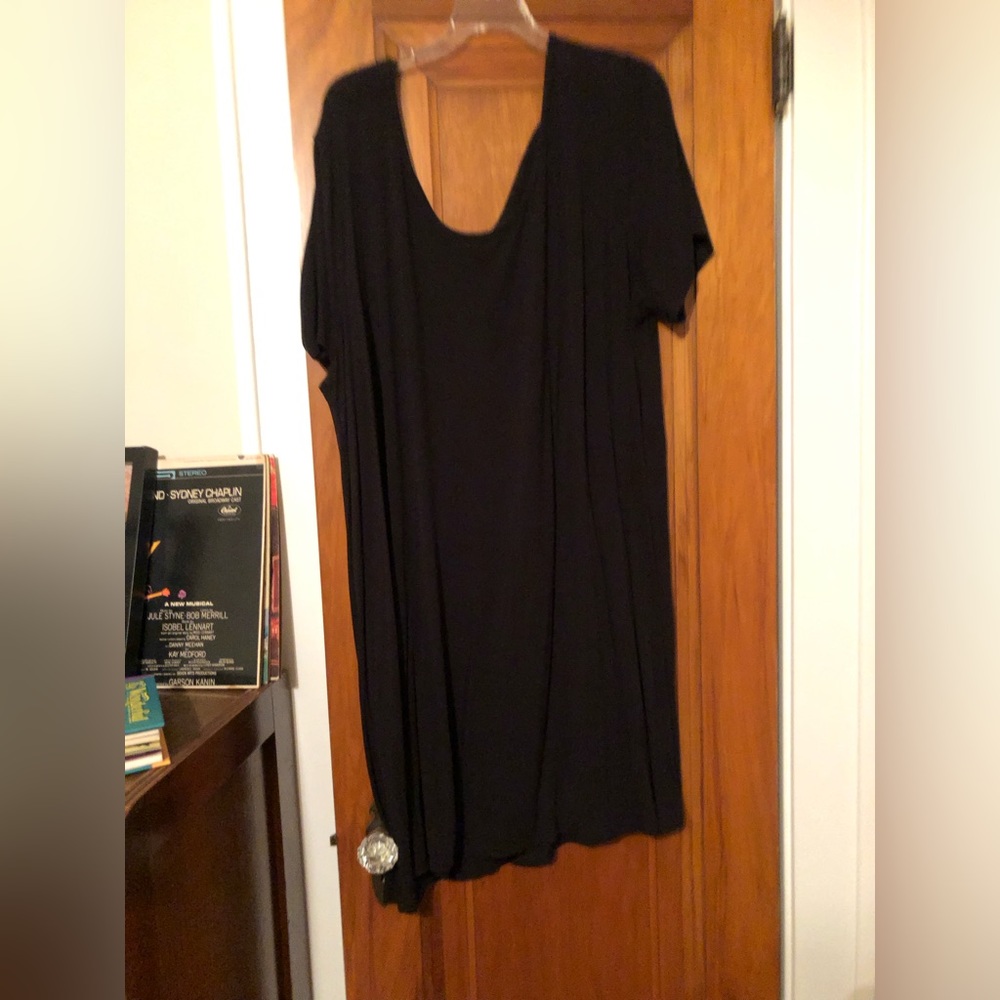 Black t-shirt dress with criss-cross detail